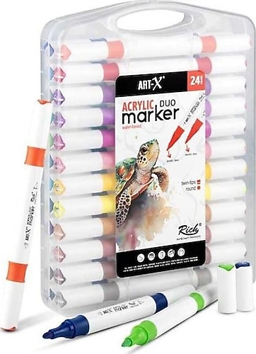 Art-X Acrylic Duo 18054 Su Bazlı Çift Taraflı 24'lü Marker Kalem