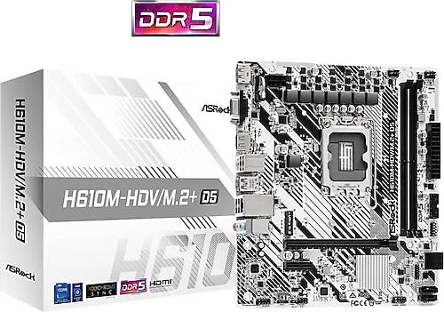 Asrock H610M HDV/M.2+D5 Intel LGA1700 DDR5 Micro ATX Anakart