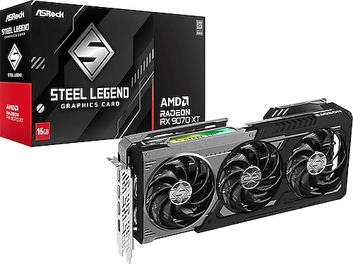 Asrock RX 9070 XT Steel Legend Dark 256 Bit GDDR6 16 GB Ekran