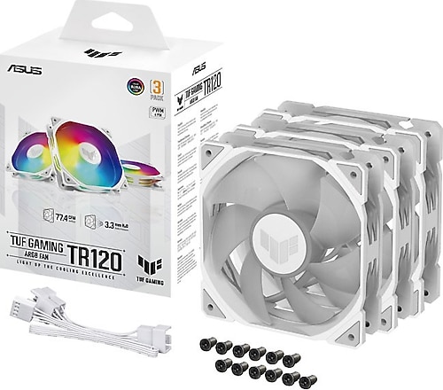 Asus TUF Gaming TR120 ARGB Beyaz 3'lü 12 cm Kasa Fanı Fiyatları