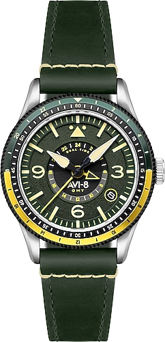 AVI-8 Flyboy Airmaster GMT Automatic AV-4128-03 Yeşil Erkek Kol