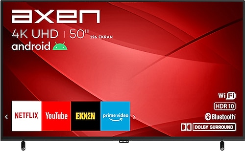 Axen AX50FIL403 4K Ultra HD 50" 127 Ekran Uydu Alıcılı Android Smart LED TV