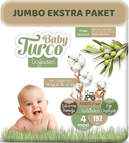 Baby Turco Doğadan 4 Numara Maxi 192'li Bebek Bezi