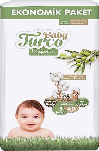Baby Turco Doğadan 5 Numara Junior 40'lı Bebek Bezi