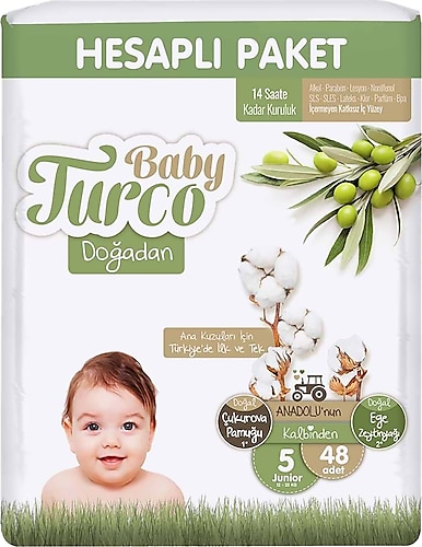 Baby Turco Doğadan 5 Numara Junior 48'li Bebek Bezi
