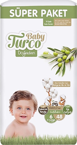 Baby Turco Doğadan 6 Numara XLarge 48'li Bebek Bezi