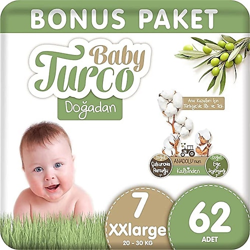Baby Turco Doğadan 7 Numara XX Large 62'li Bebek Bezi