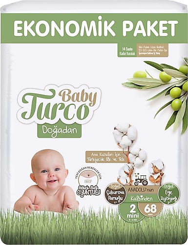 Baby Turco Doğadan 2 Numara Mini 68'li Bebek Bezi