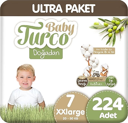 Baby Turco Doğadan 7 Numara XX Large 224'lü Bebek Bezi Fiyatları