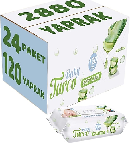 Baby Turco Softcare Aloe Vera 120 Yaprak 24'lü Paket Islak Bebek Havlusu
