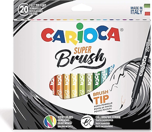 Carioca Süper Brush 20 Renk Fırça Uçlu Keçeli Kalem