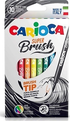 Carioca Süper Brush 10 Renk Fırça Uçlu Keçeli Kalem
