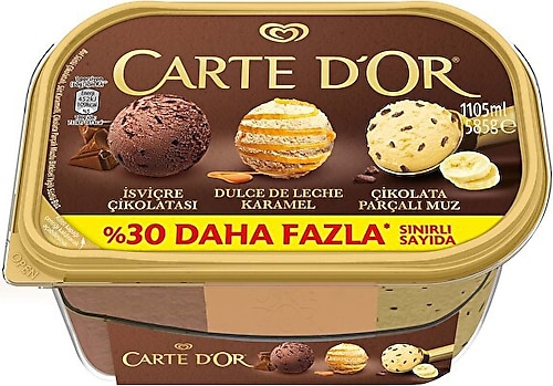 ALGİDA CARTE D,OR İSVİÇRE ÇİKOLATASI,KARAMEL, ÇİKOLATA PARÇALI MUZ 1105ML