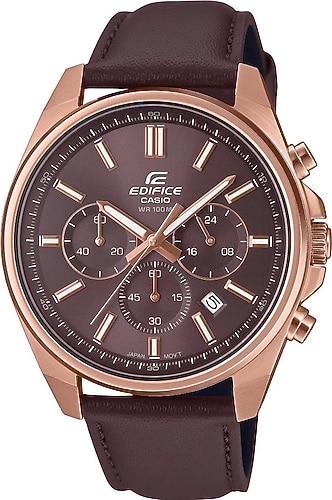 Casio Edifice EFV-650CL-5AVUDF Deri Kordon Kahverengi Erkek Kol