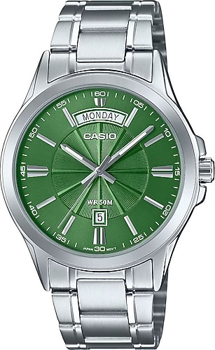 Casio Standart MTP-1381D-3AVDF Çelik Kordon Gümüş-Yeşil Erkek Kol