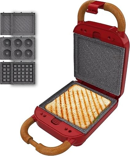 Cecotec Rock Ntoast Retro One Red 3'ü 1 Arada 700 W Tost Makinesi