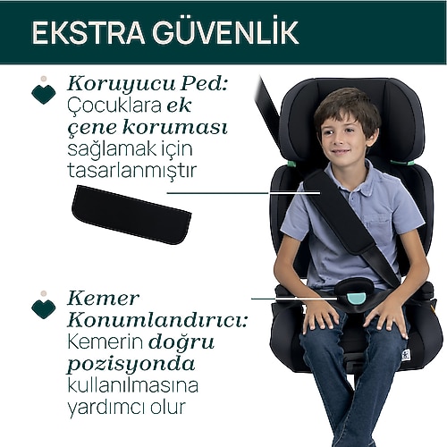 Chicco, Quizy i-Size, Autostoel voor Kinderen 3-12 Jaar (100-150 cm), Gemakkelijk te Installeren met Isofix-systeem, Verstelbaar, In Te Klappen, met Gevoerde Armleuningen en Comfortabele Zitting,Zwart