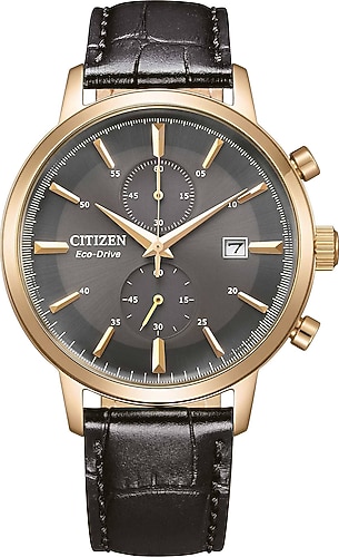 Citizen CA7067-11H Deri Kordon Siyah-Altın Erkek Kol Saati