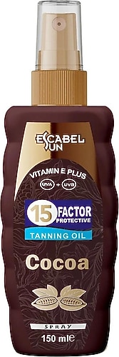 ESCABEL SUN 15 FACTOR TANNING OIL COCOA SPRAY 150ML