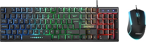 エマーキット Everest Luminax KM-198 Kablolu Oyuncu Klavye Mouse Seti Fiyatları