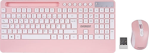 Everest KM-9676 Pembe Kablosuz Klavye Mouse Seti Fiyatları