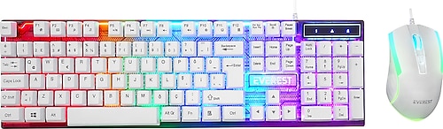 Everest Luminax KM-198 Beyaz Kablolu Oyuncu Klavye Mouse Seti
