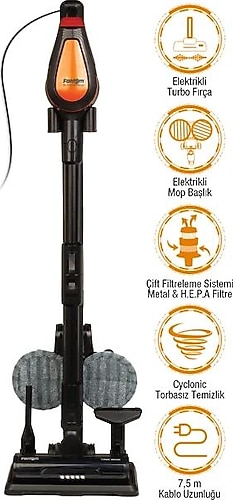 Fantom Pluto P 6100 Plus Cyclone Islak Kuru Siyah Elektrikli Dikey