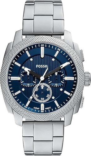 Fossil Machine FFS6096 Çelik Kordon Gümüş-Mavi Erkek Kol Saati