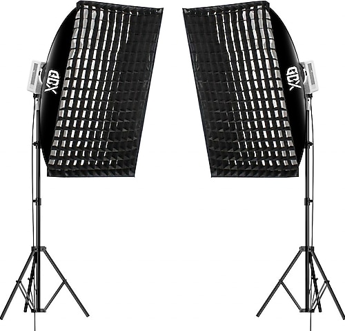 【b2l63】2色カラーLEDライトスクリーン OFF黒 60cm x 36cm GDX ML230W BiColor 60x90 cm Gridli Softbox 2'li Işık Seti