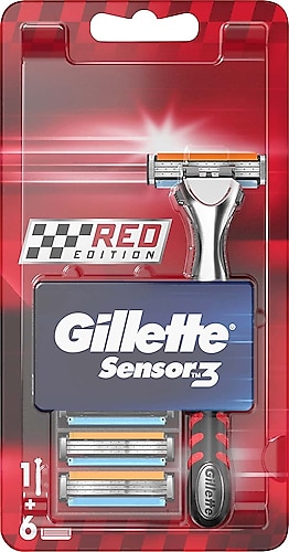 Gillette Sensor3 Tıraş Makinesi Red Edition + 6 Yedek Tıraş Bıçağı
