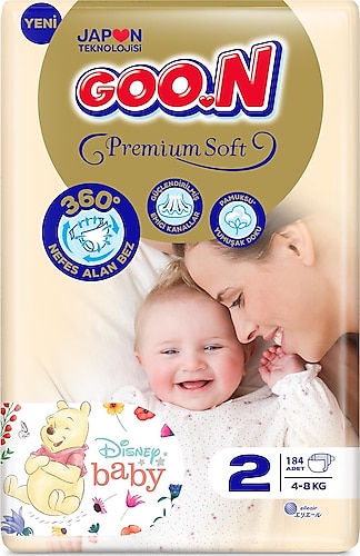 Goon Premium Soft 2 Beden 184'lü Bebek Bezi