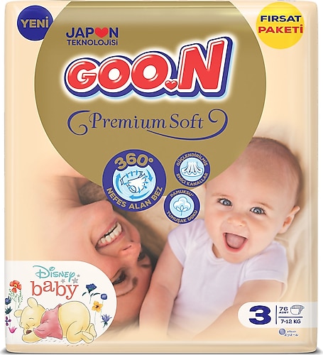 Goon Premium Soft 3 Beden 76'lı Bebek Bezi