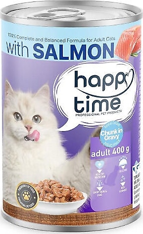 Happy Time Parça Somon Etli 400 gr Yetişkin Konserve Kedi Maması