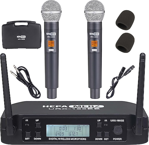 Hepa Merz URX-186EE UHF 2X100 Kanal 2'li Kablosuz El Mikrofonu