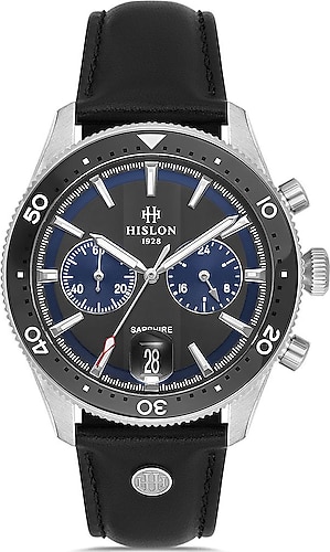 Hislon Masterwork MS154T-04BS Deri Kordon Siyah Erkek Kol Saati