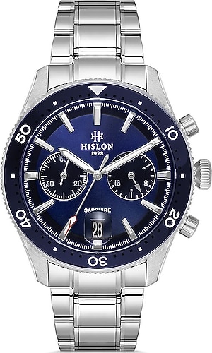 Hislon Masterwork MS154T-11SS Çelik Kordon Gümüş-Mavi Erkek Kol