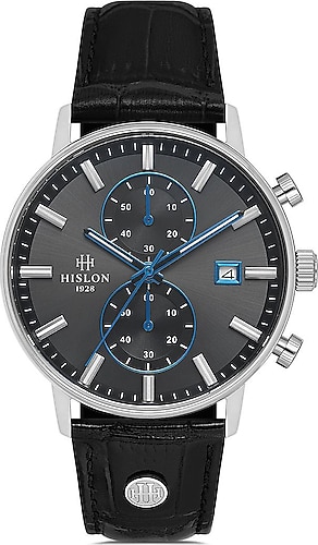 Hislon Masterwork MS200S-04BS Deri Kordon Siyah-Gümüş Erkek Kol