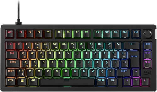 HYPERX ALLOY RISE 75 ワイヤレスキーボード 赤軸 HyperX Alloy Rise 7G7A4AA RGB %75 TKL Red Switch Kablolu Mekanik