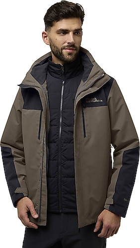 Jack Wolfskin Jasper 3IN1 A61858 Kapüşonlu Su Geçirmez Erkek Mont