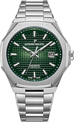 ビィシェイプ Jacques Philippe Octagon JPQGS3813X6 Çelik Kordon Yeşil Erkek Kol