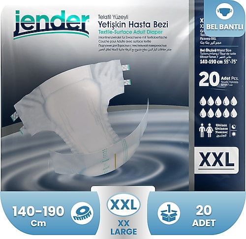 Jender Belbantlı Ekstra Ekstra Büyük Boy XXL 20'li Hasta Bezi