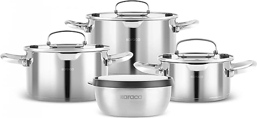 Karaca Burgaz 8 Parça Katlanabilir Kulplu Çelik Tencere Seti