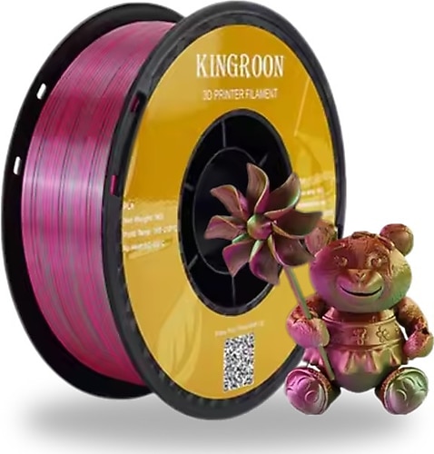 キングダム1-75 marron Kingroon Silk PLA 1.75 mm 1 kg Altın-Yeşil-Kırmızı Mor Filament