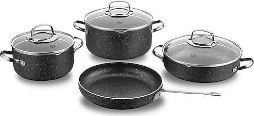 【ご予約品】彩色**様3点おまとめ　#117#137#158 Korkmaz Galaksi A1371 Siyah 7 Parça Granit Tencere Seti Fiyatları