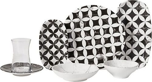 WCCF 全バージョン白黒セット バラ売り可 Korkmaz Doğa Collection A8744 26 Parça 6 Kişilik Kahvaltı Takımı