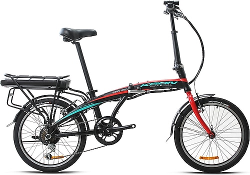 Kron EFD 100 V 20 Jant Katlanır Elektrikli Bisiklet Kırmızı-Siyah