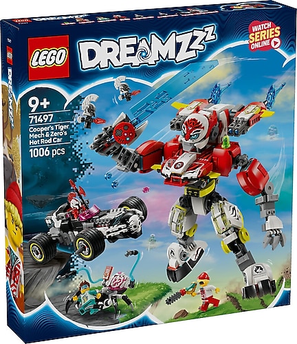Lego 71497 Dreamzzz Cooper'ın Kaplan Robotu ve Zero'nun Hot Rod
