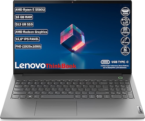 Lenovo ThinkBook 15 G3 21A40038TX Ryzen 5 5500U 16 GB 512 GB SSD Radeon Graphics 15.6"