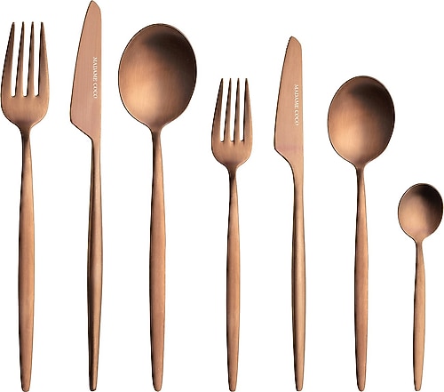 Madame Coco Freya Bronz 84 Parça 12 Kişilik Çatal Kaşık Bıçak