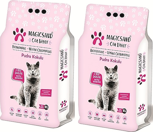Magicsand Cat Litter Kalın Taneli Bebe Pudralı 10 lt 2'li Paket Kedi Kumu